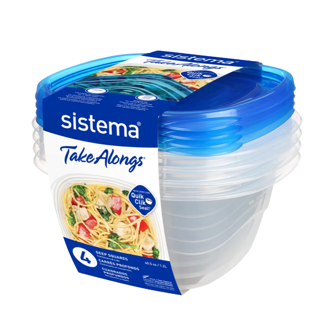 Sistema® TakeAlongs® 1.2 L DEEP SQUARE 4 PACK