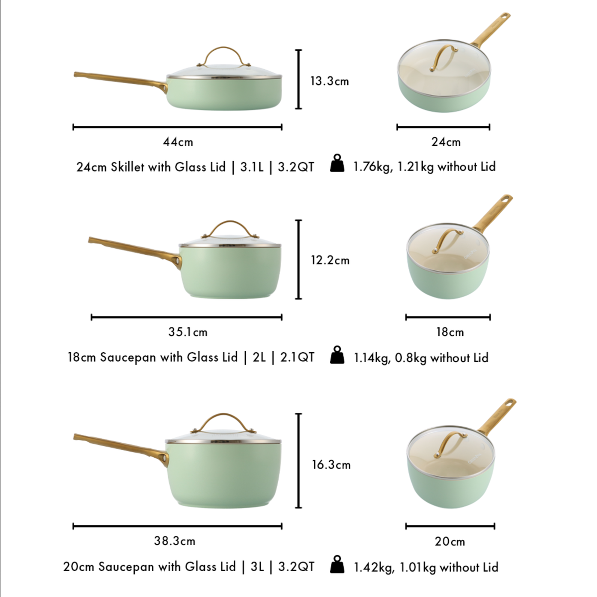 GreenPan Padova 6-Piece Cookware Set - Pastel Green