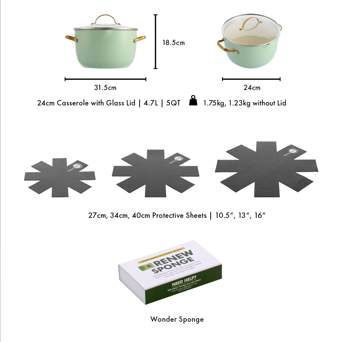 GreenPan Padova 6-Piece Cookware Set - Pastel Green