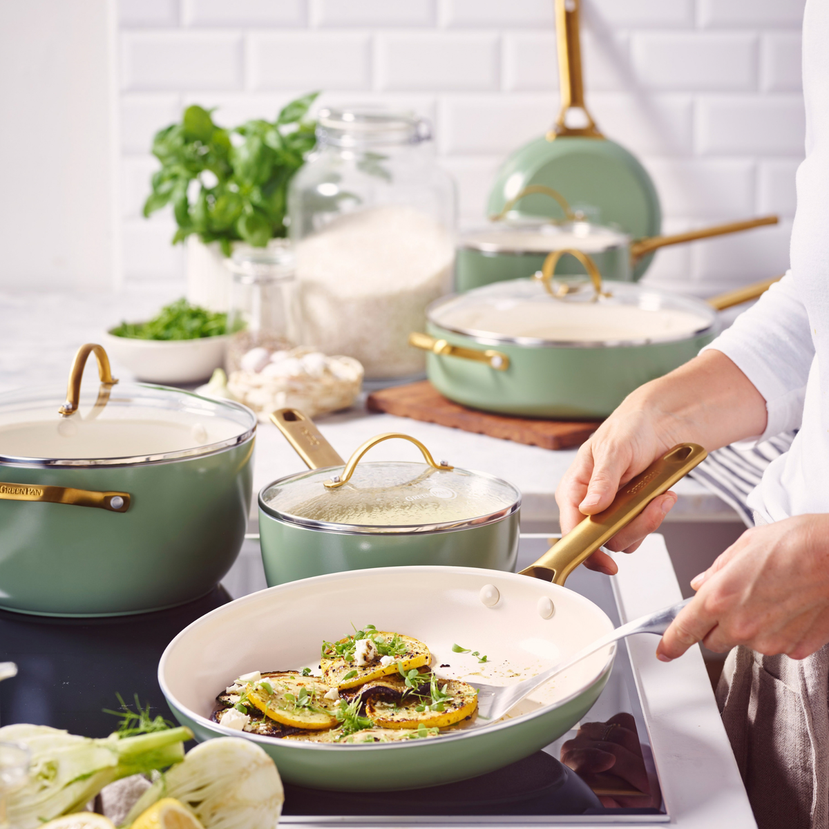GreenPan Padova 6-Piece Cookware Set - Sage Green