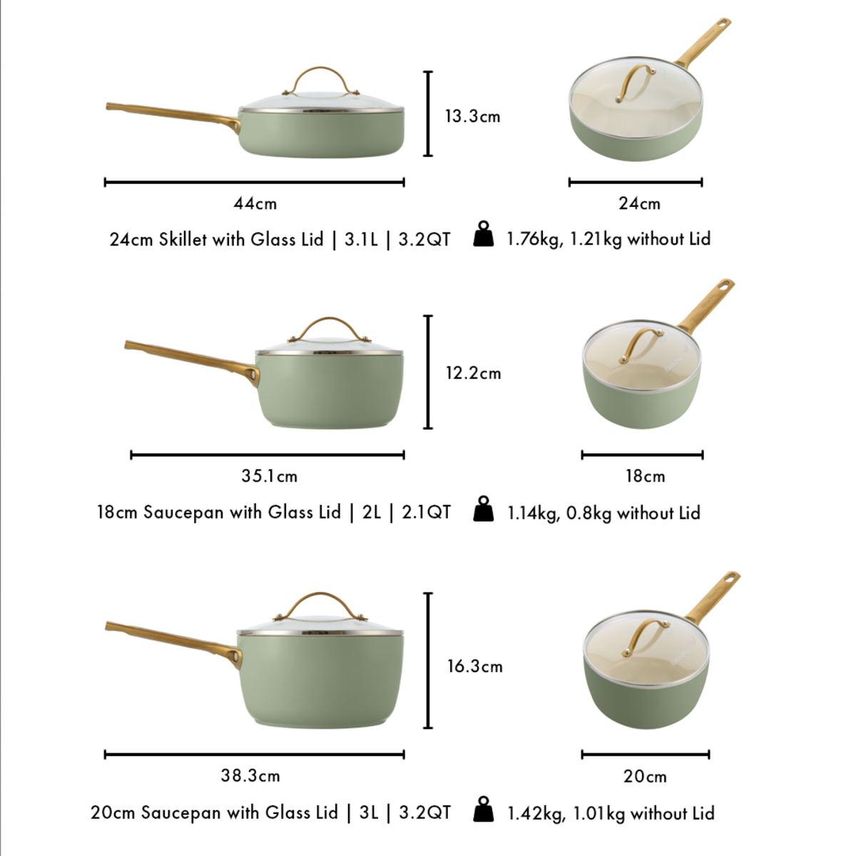 GreenPan Padova 6-Piece Cookware Set - Sage Green