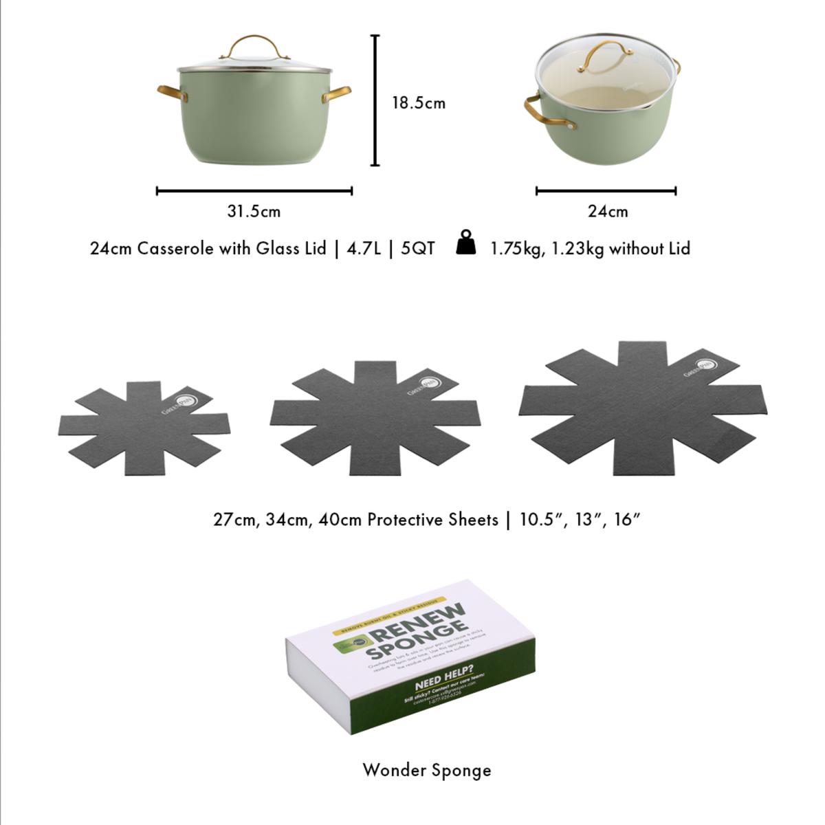 GreenPan Padova 6-Piece Cookware Set - Sage Green