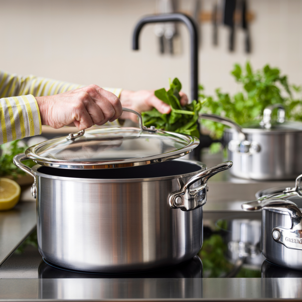 GreenPan Premiere Stockpot, Stainless Steel - 24 cm