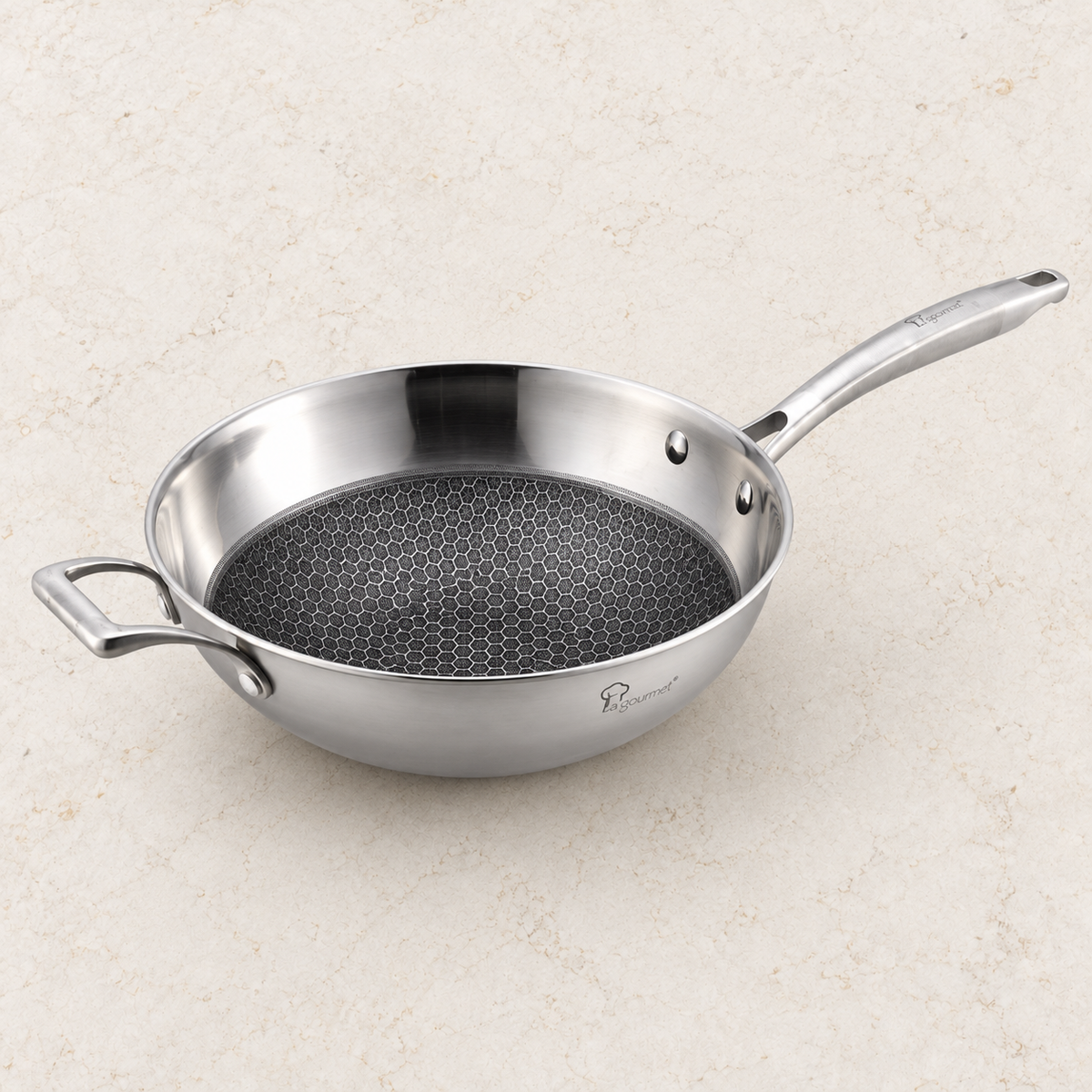 La Gourmet Galactic Honeycomb Wok w/ Glass Lid - 28 cm