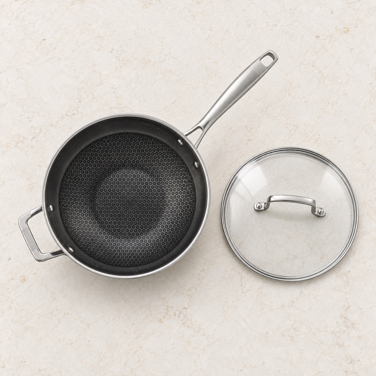 La Gourmet Galactic Honeycomb Wok w/ Glass Lid - 28 cm