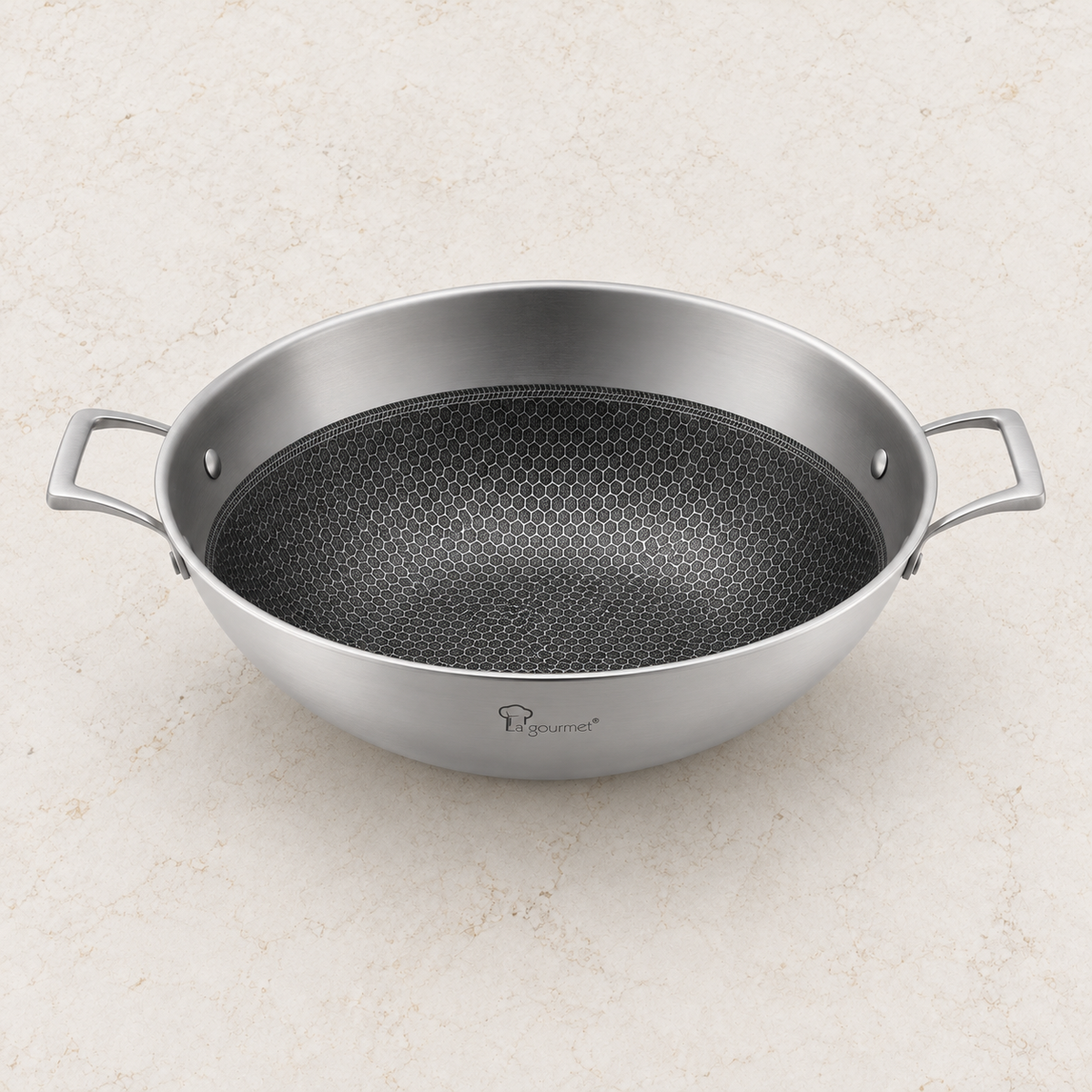 La Gourmet Galactic Honeycomb Wok w/ Stainless Steel Cover - 36 cm