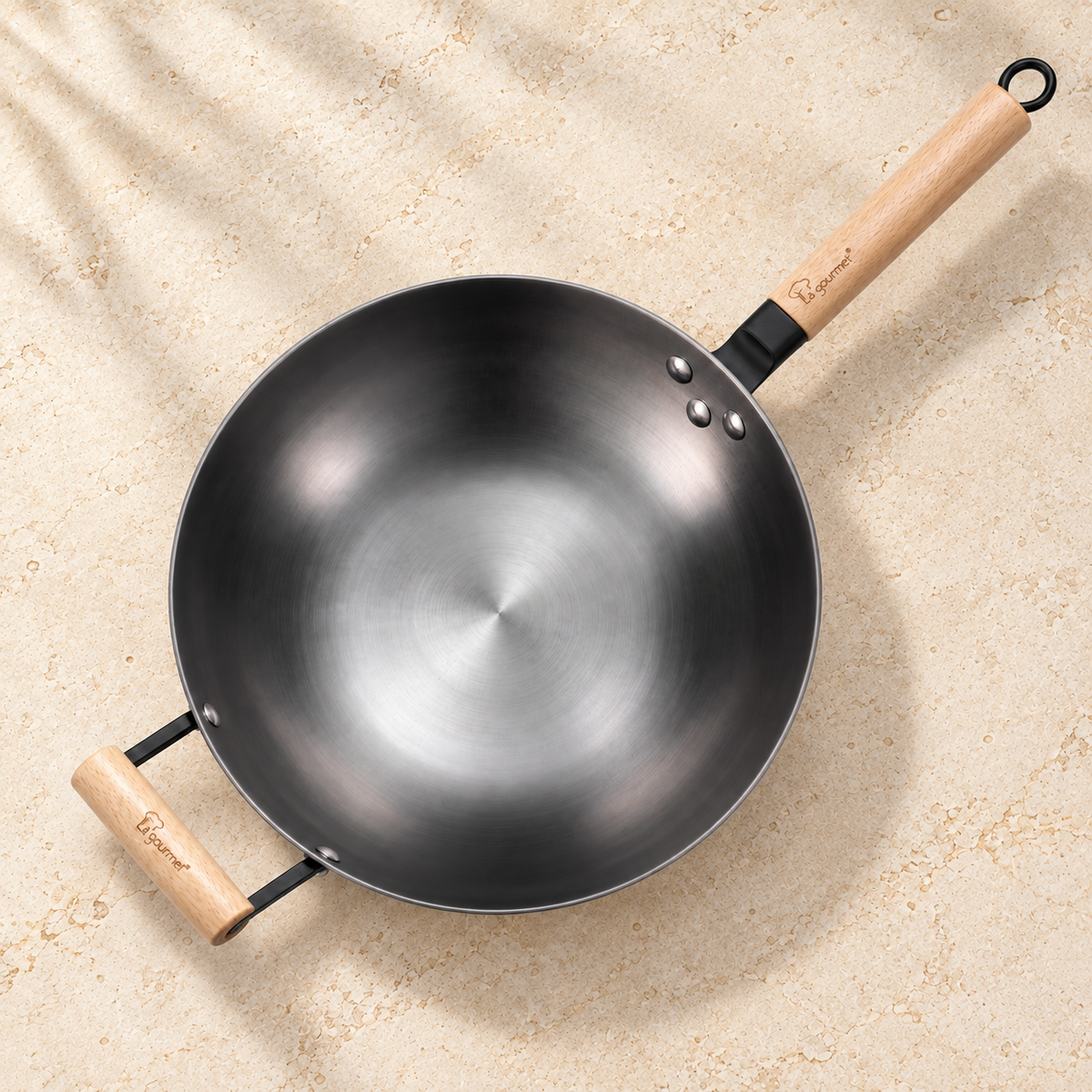 La Gourmet Nitrigan Cast Iron Wok with Handle - 30 cm