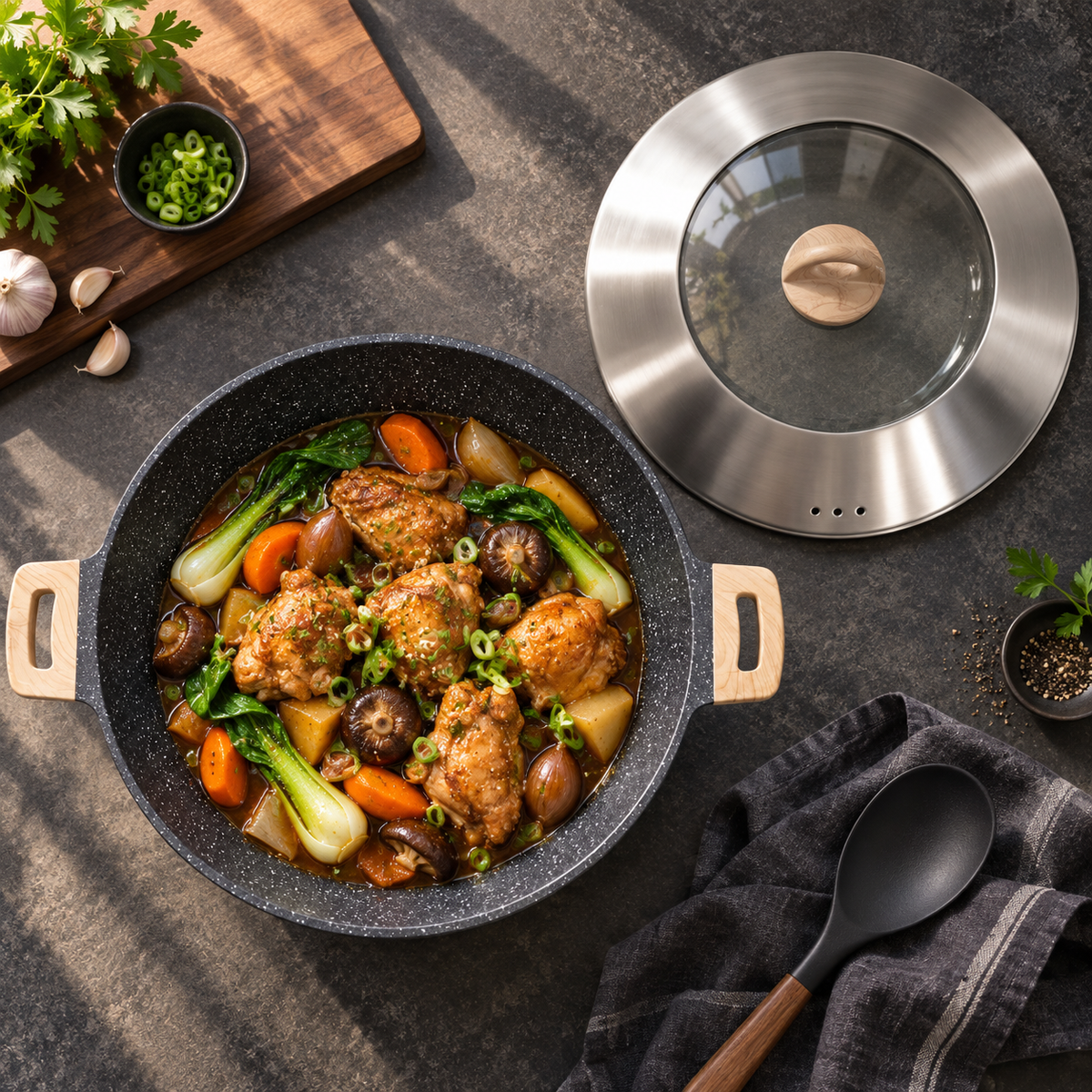 La Gourmet Shogun Granite Plus II Ceragan™ Wok with Lid – 36 cm