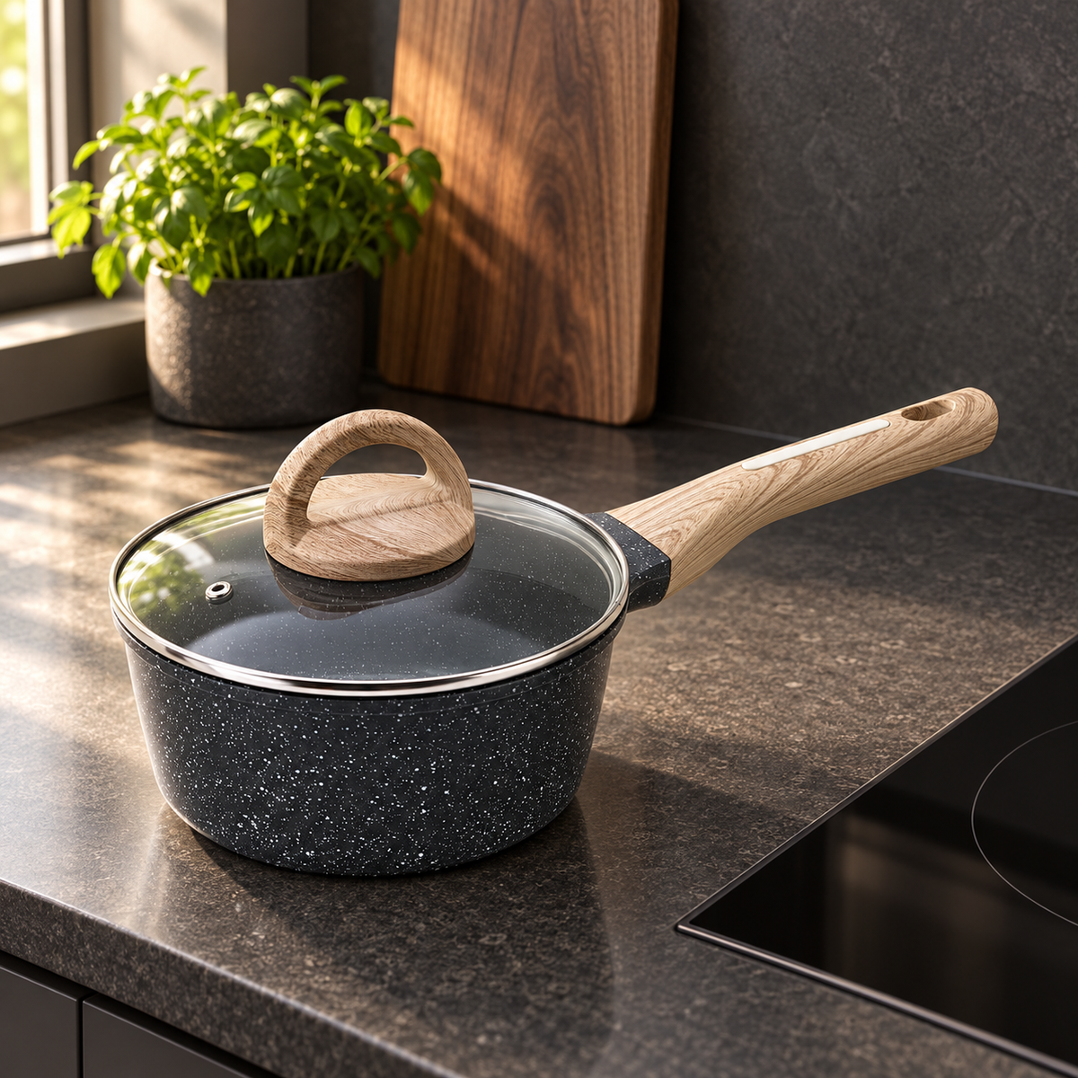 La Gourmet Shogun Granite Plus II Ceragan™ Saucepan with Glass Lid - 18 cm