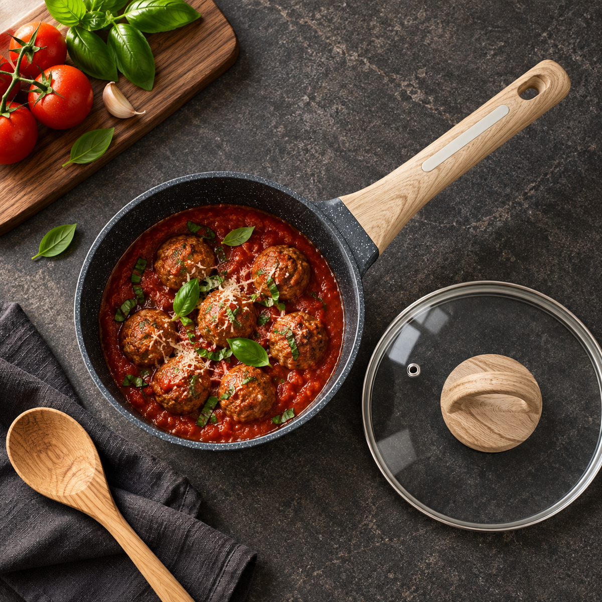 La Gourmet Shogun Granite Plus II Ceragan™ Saucepan with Glass Lid - 18 cm