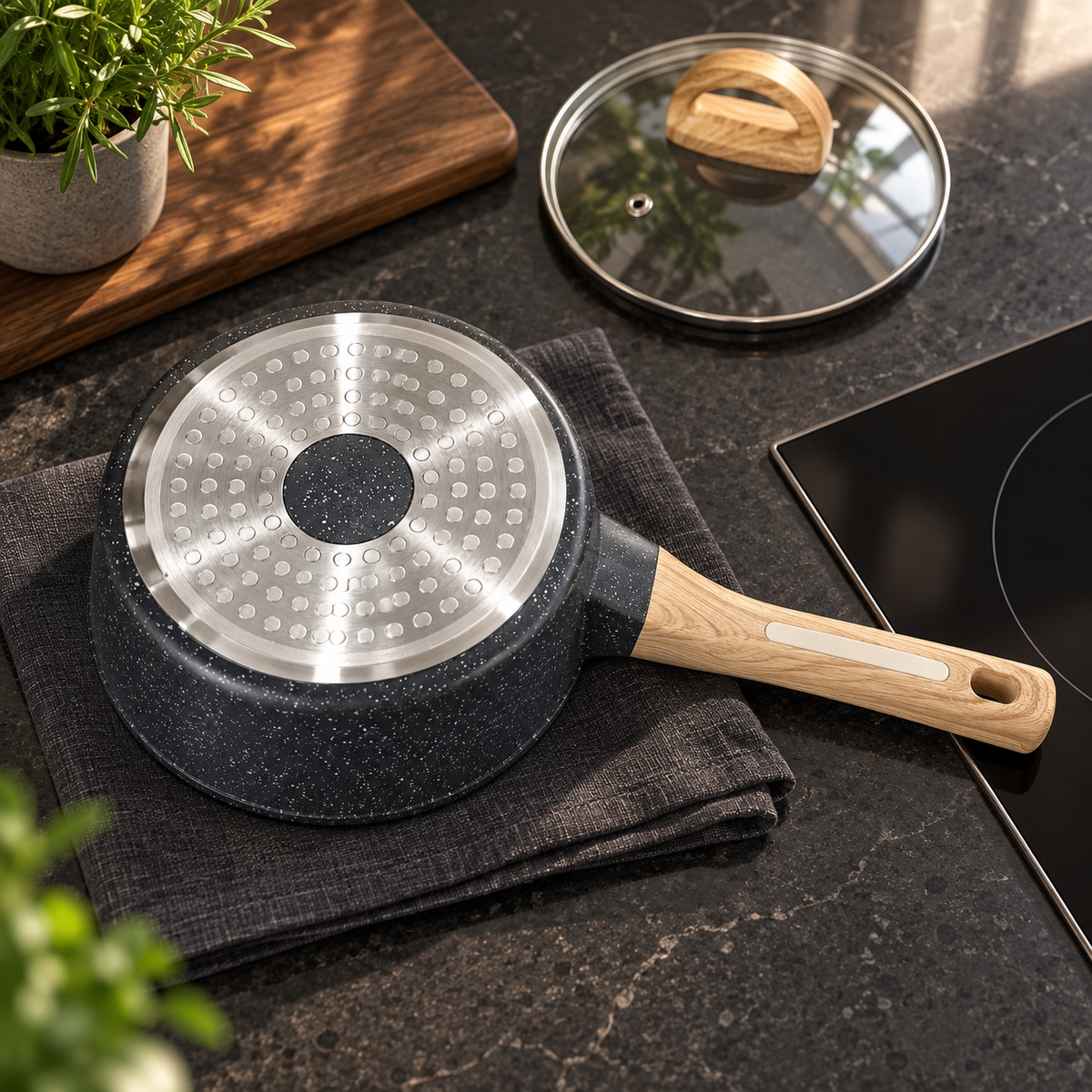 La Gourmet Shogun Granite Plus II Ceragan™ Saucepan with Glass Lid - 18 cm