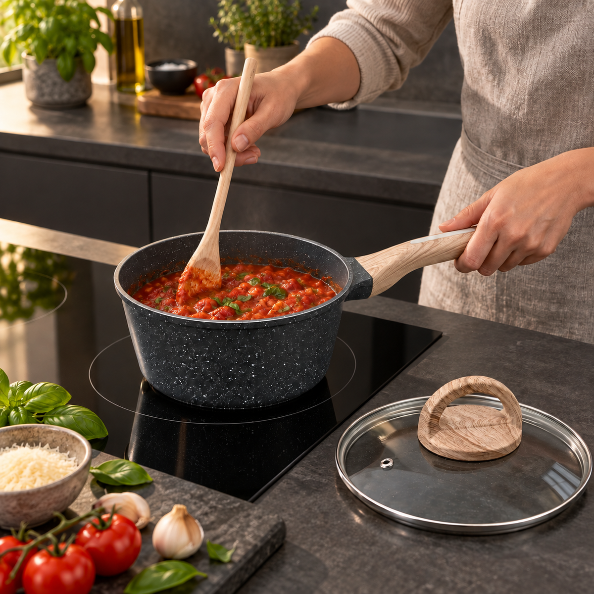 La Gourmet Shogun Granite Plus II Ceragan™ Saucepan with Glass Lid - 18 cm