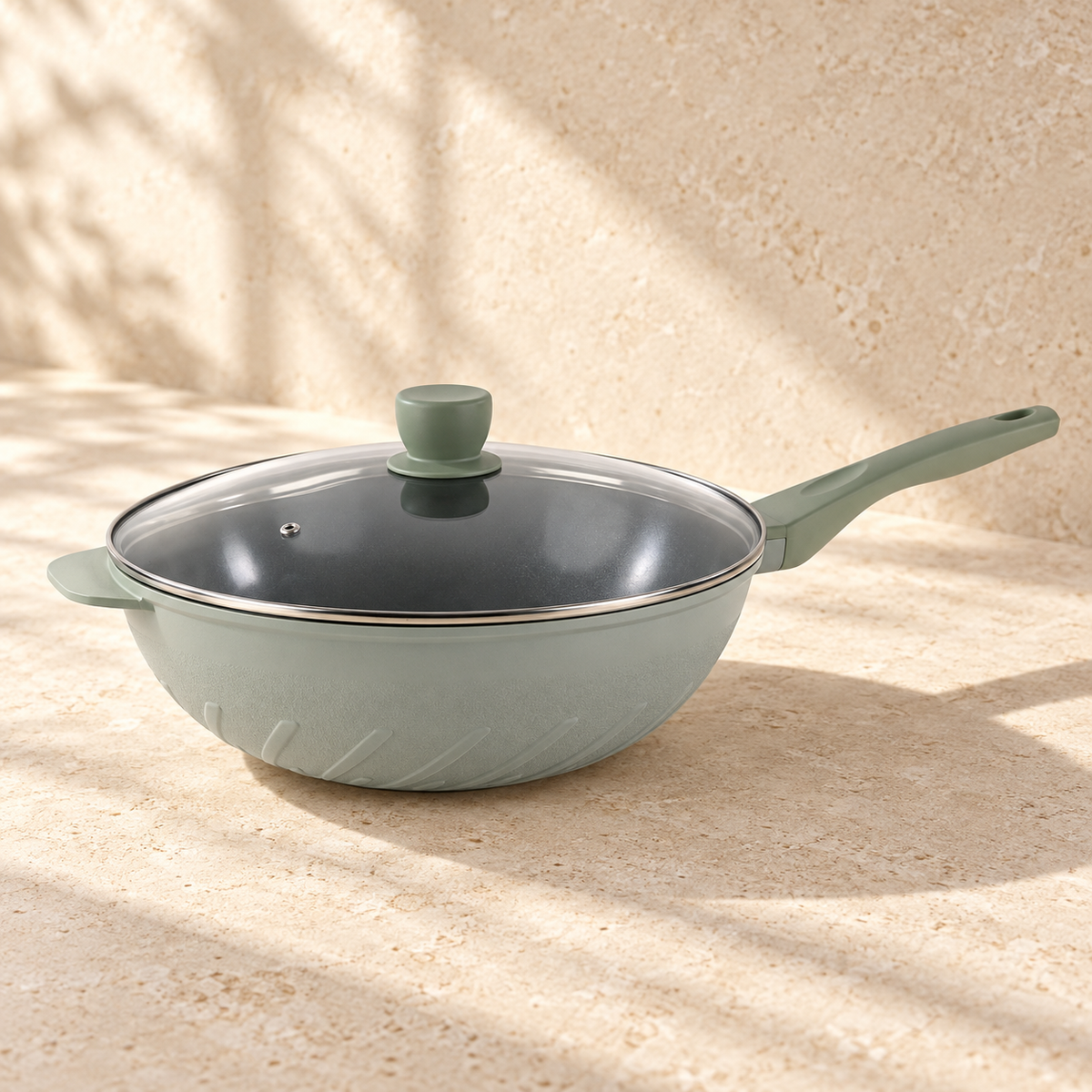 La Gourmet Shogun Kyoto II Stirfry Wok with Glass Lid - 32 cm