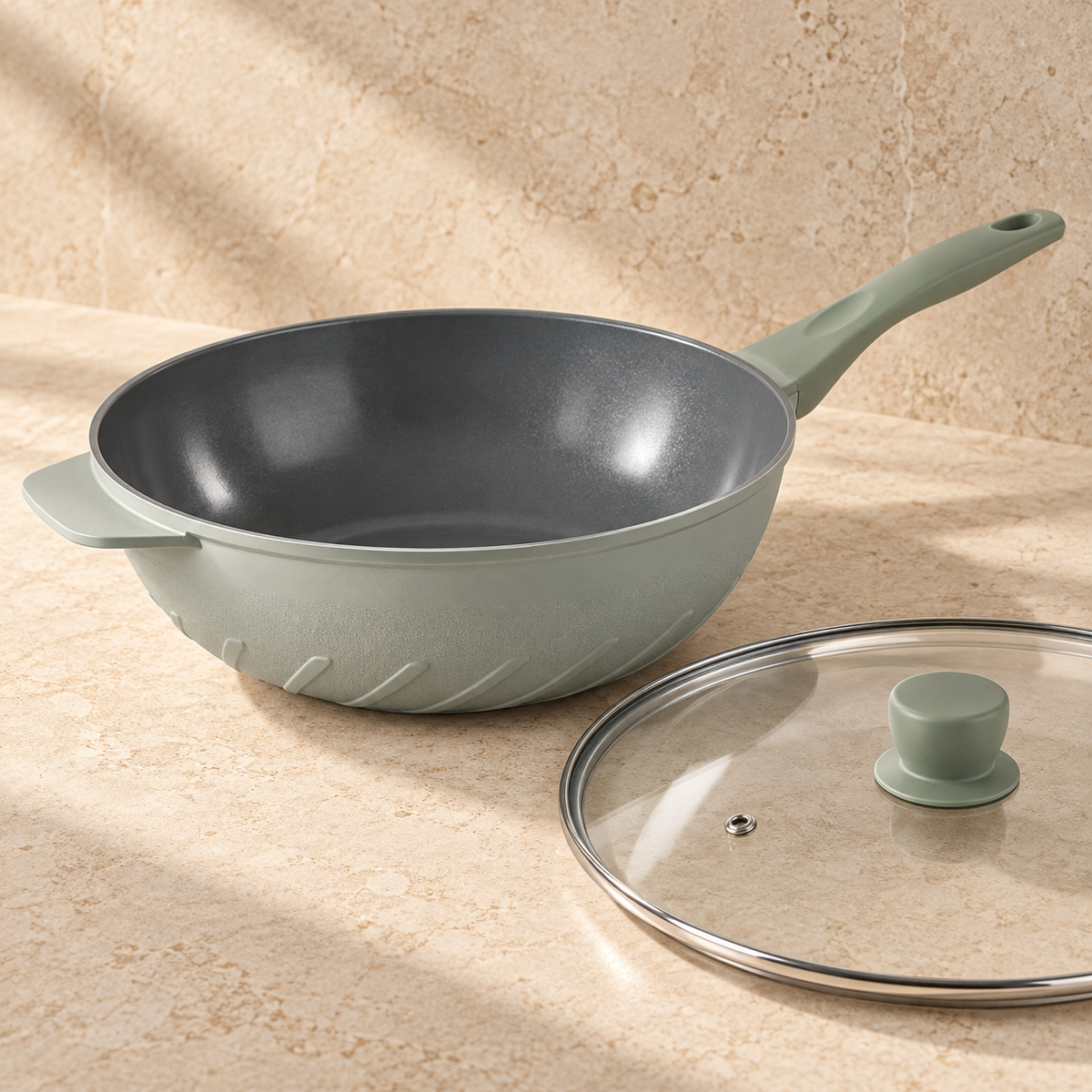 La Gourmet Shogun Kyoto II Stirfry Wok with Glass Lid - 32 cm