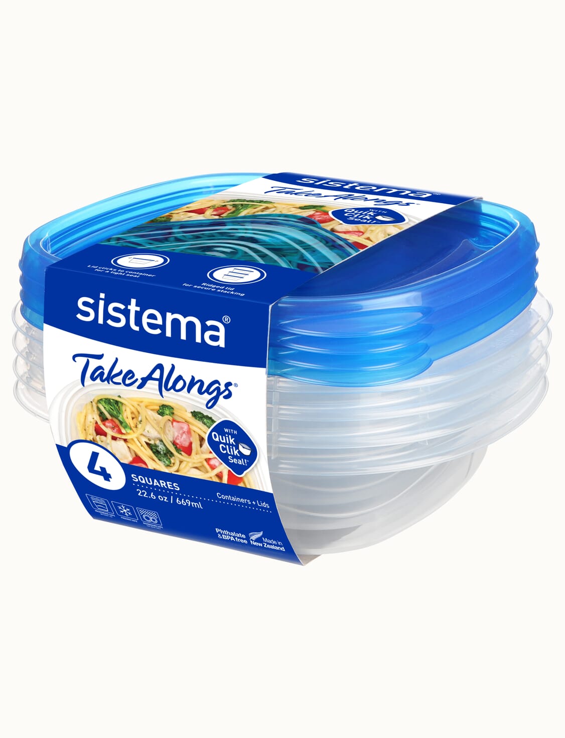 Sistema® TakeAlongs® 669 mL SQUARE 4 PACK