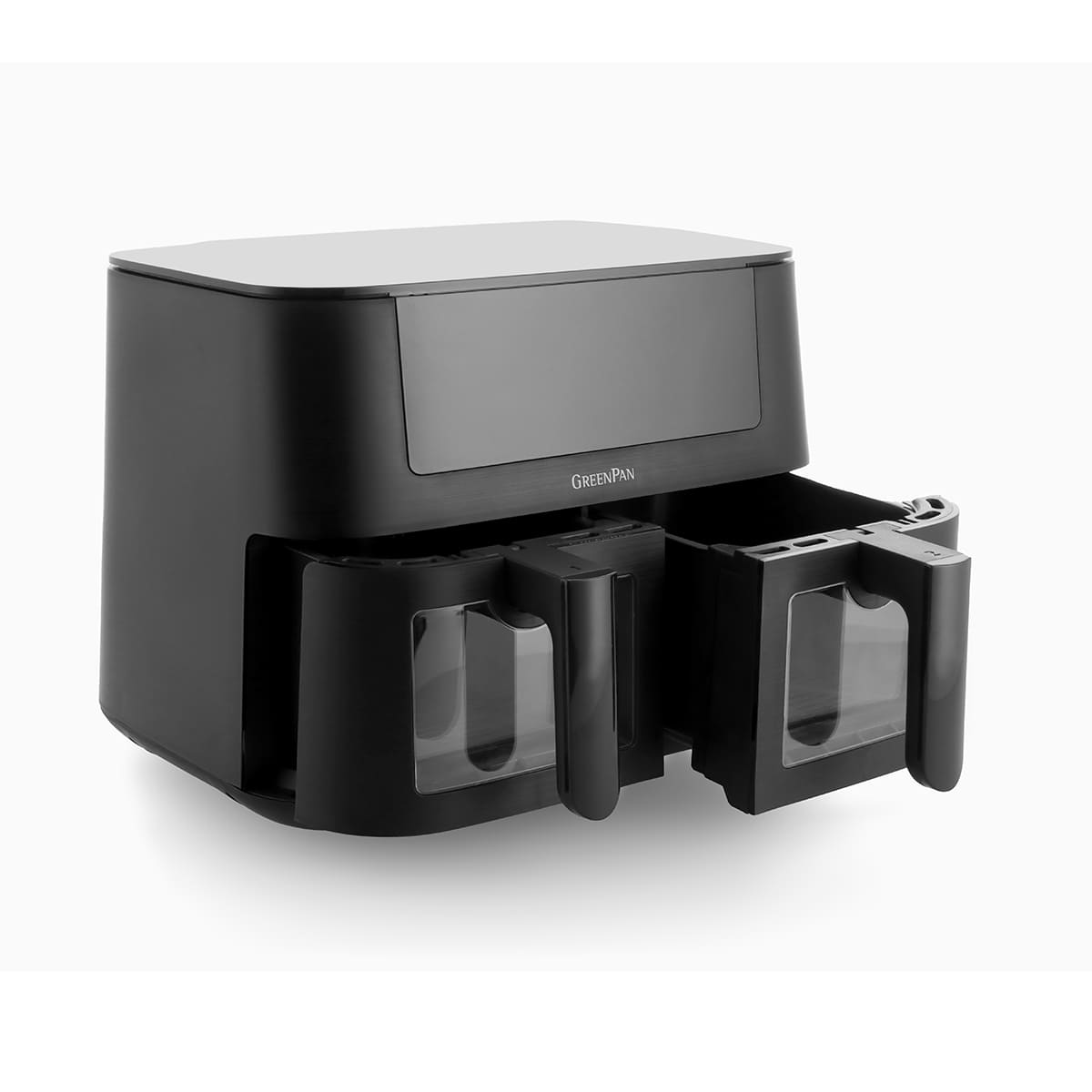 GreenPan Bistro XXL Dual Zone Air Fryer - Black, shown against a plain background.