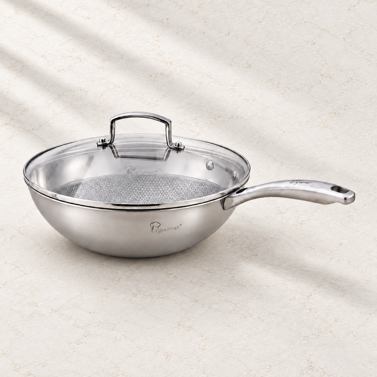 La Gourmet Galactic Honeycomb Wok w/ Glass Lid - 24 cm