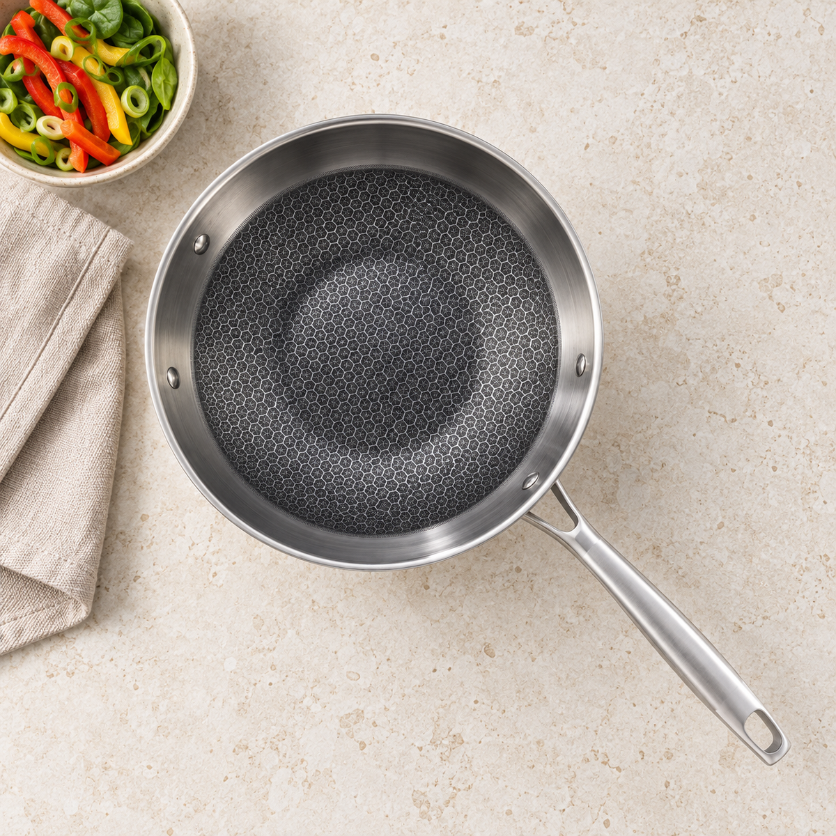 La Gourmet Galactic Honeycomb Wok w/ Glass Lid - 20 cm